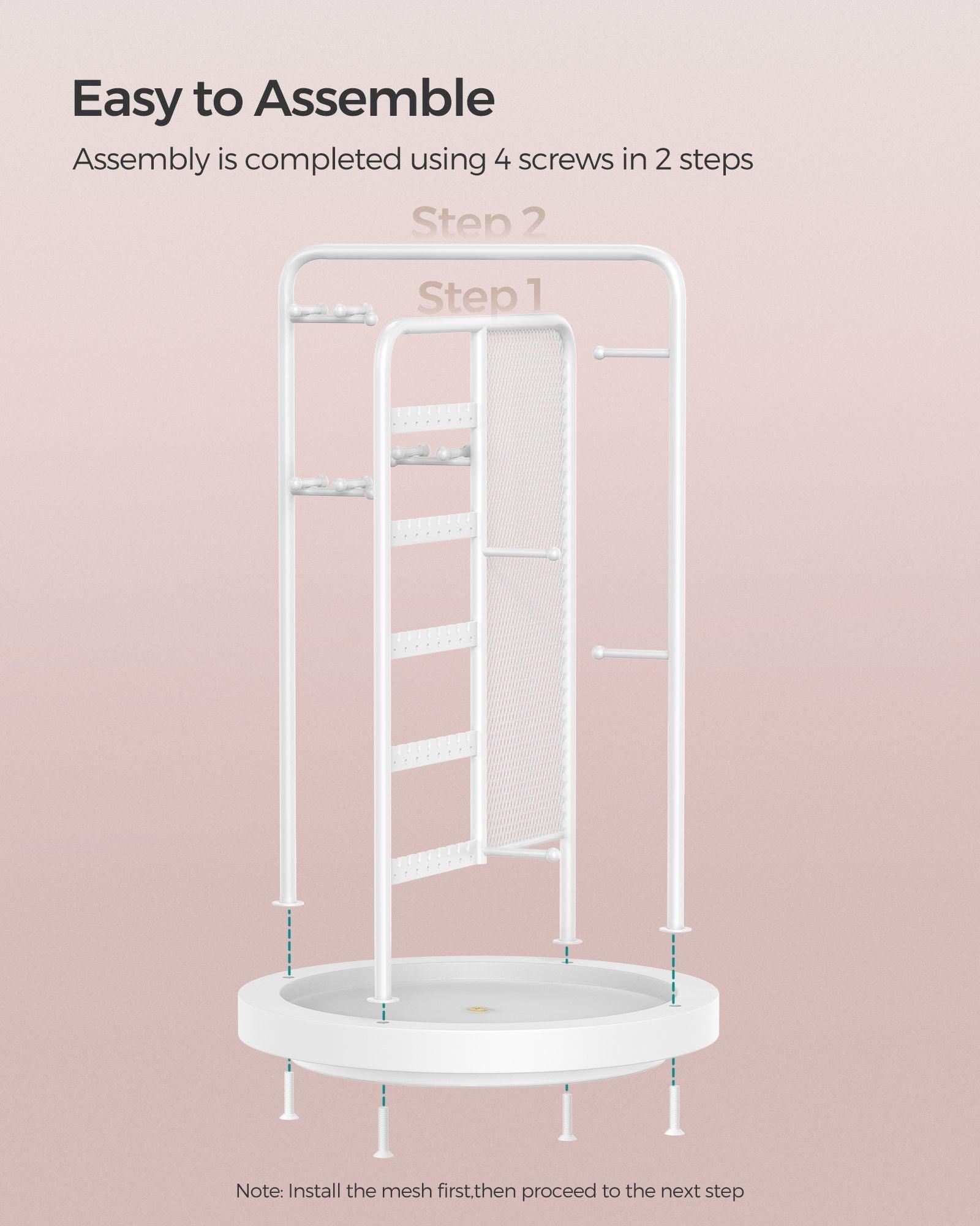 Rotating Jewellery Stand with a Bottom Tray Cloud White FredCo