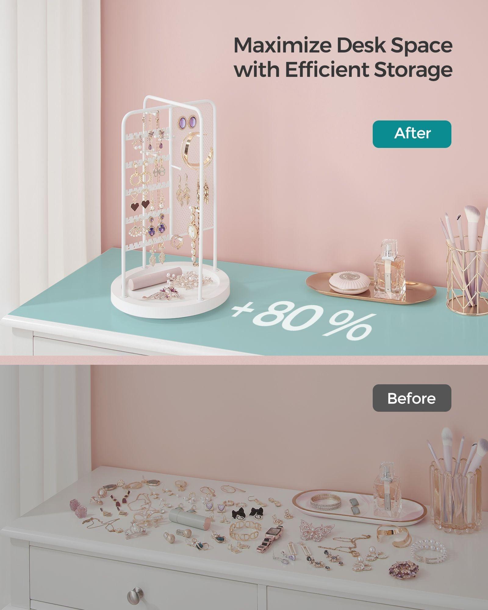 Rotating Jewellery Stand with a Bottom Tray Cloud White FredCo