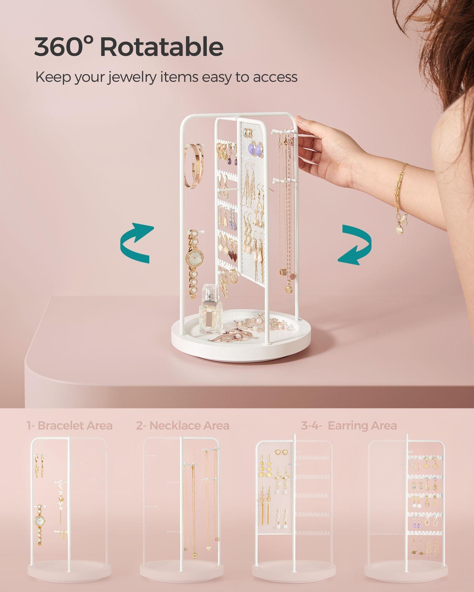 Rotating Jewellery Stand with a Bottom Tray Cloud White FredCo