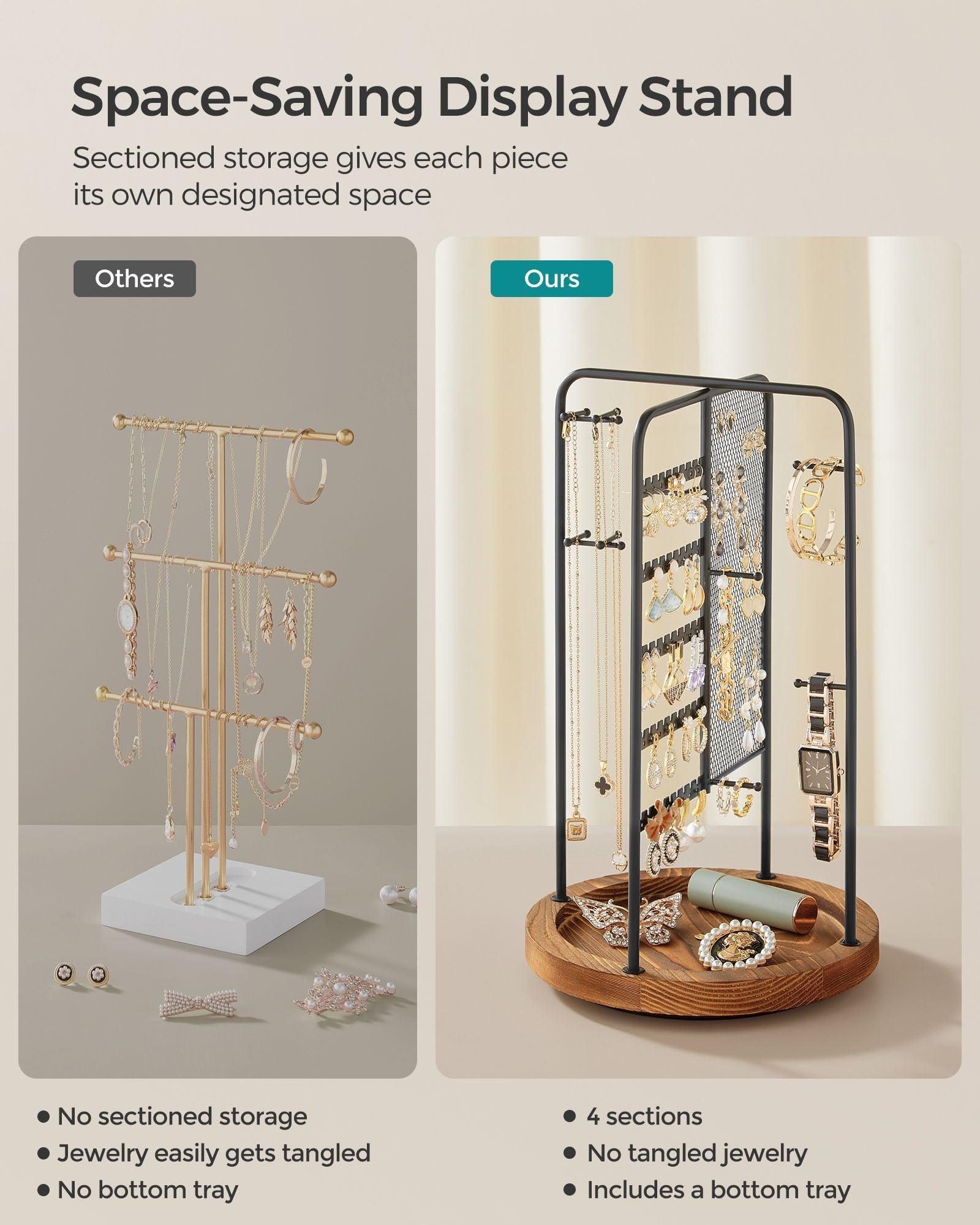 Rotating Jewellery Stand with a Bottom Tray Ink Black FredCo