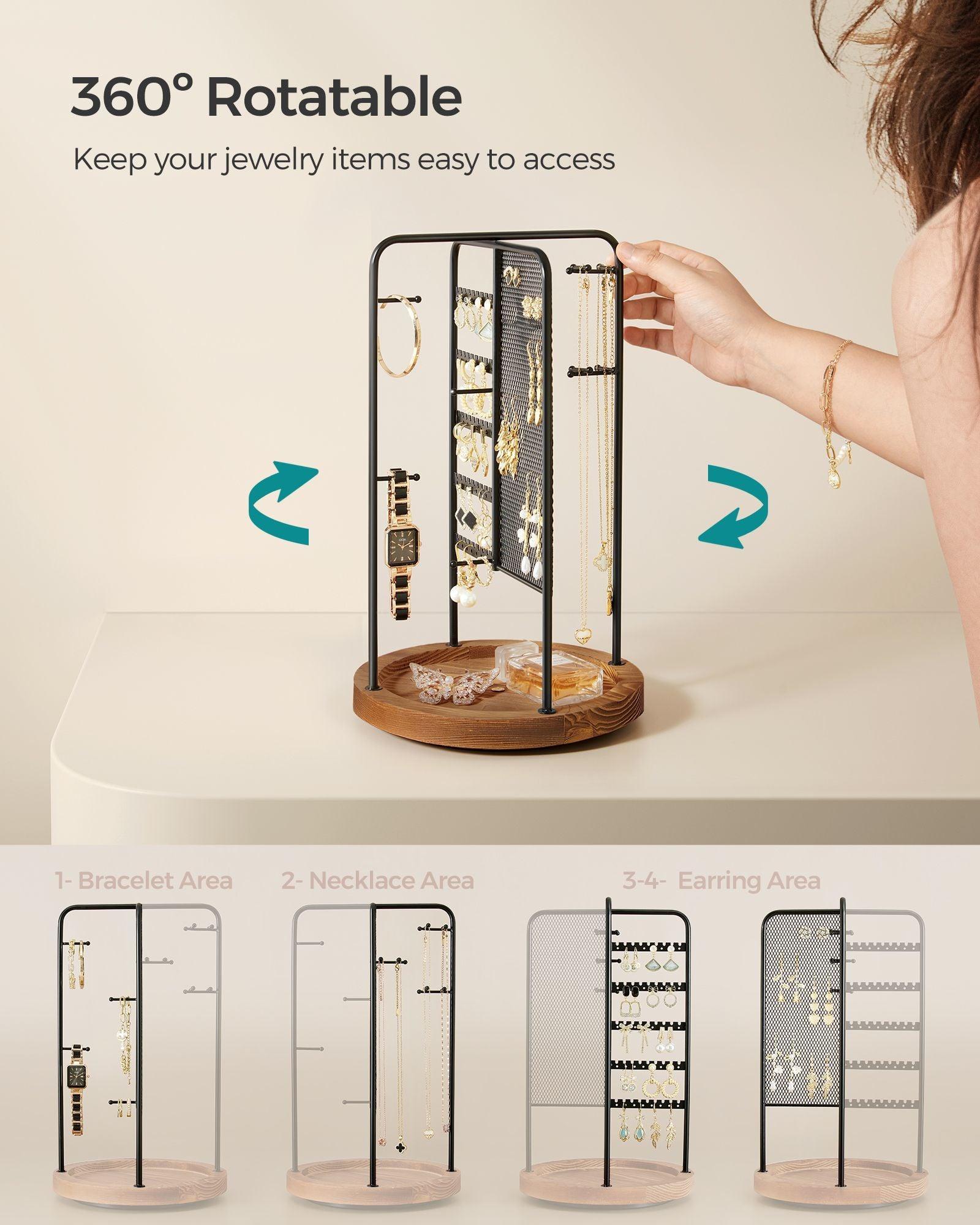 Rotating Jewellery Stand with a Bottom Tray Ink Black FredCo