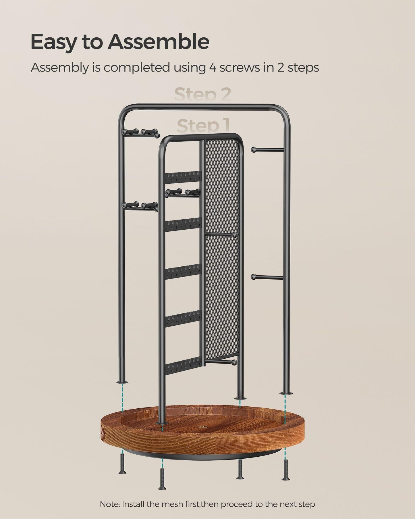 Rotating Jewellery Stand with a Bottom Tray Ink Black FredCo