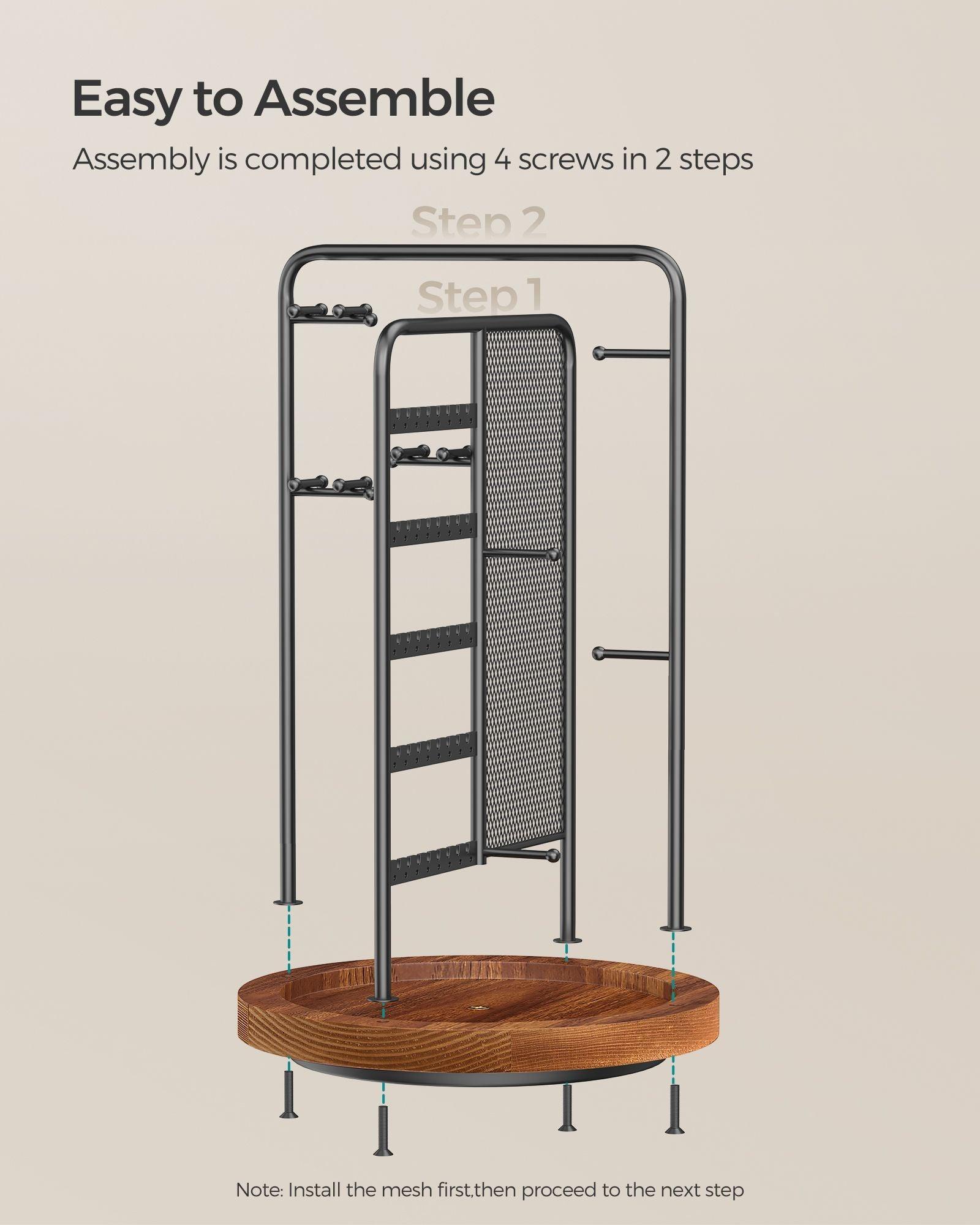 Rotating Jewellery Stand with a Bottom Tray Ink Black FredCo