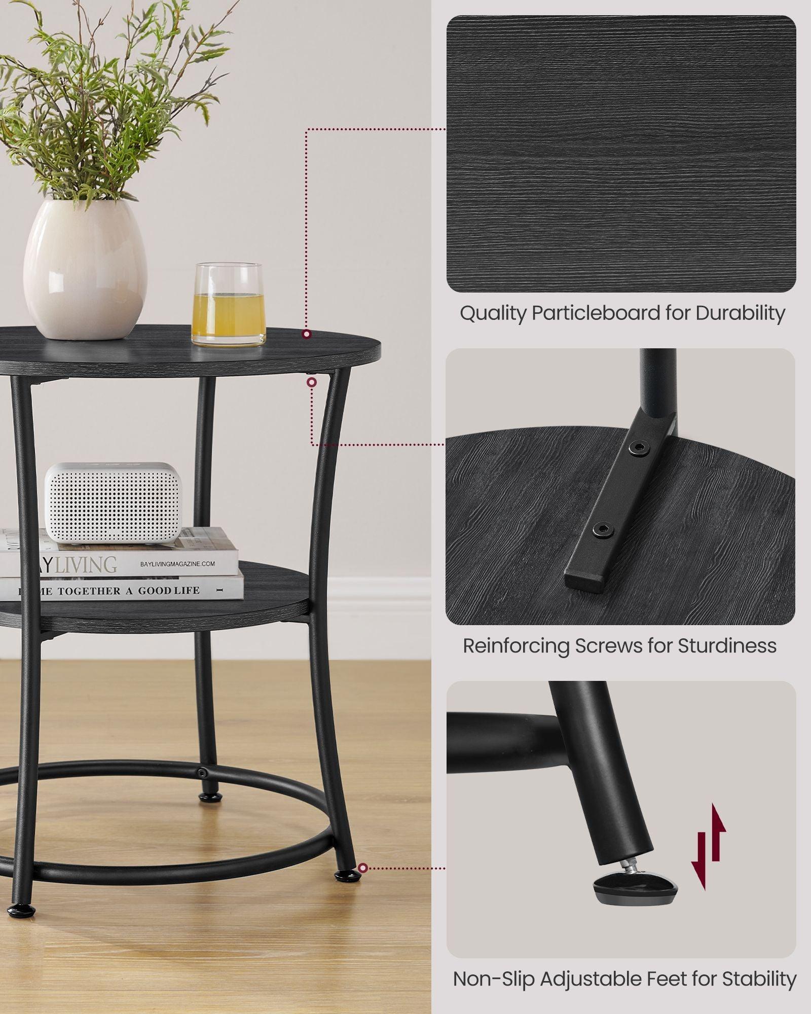 Round End Table with 2 Shelves FredCo
