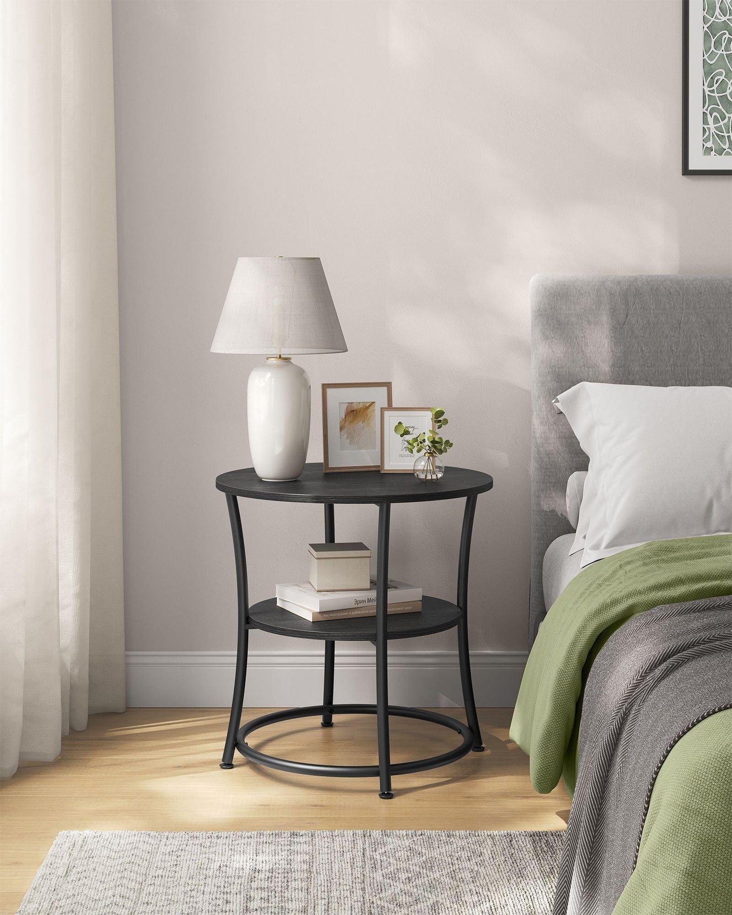 Round End Table with 2 Shelves FredCo