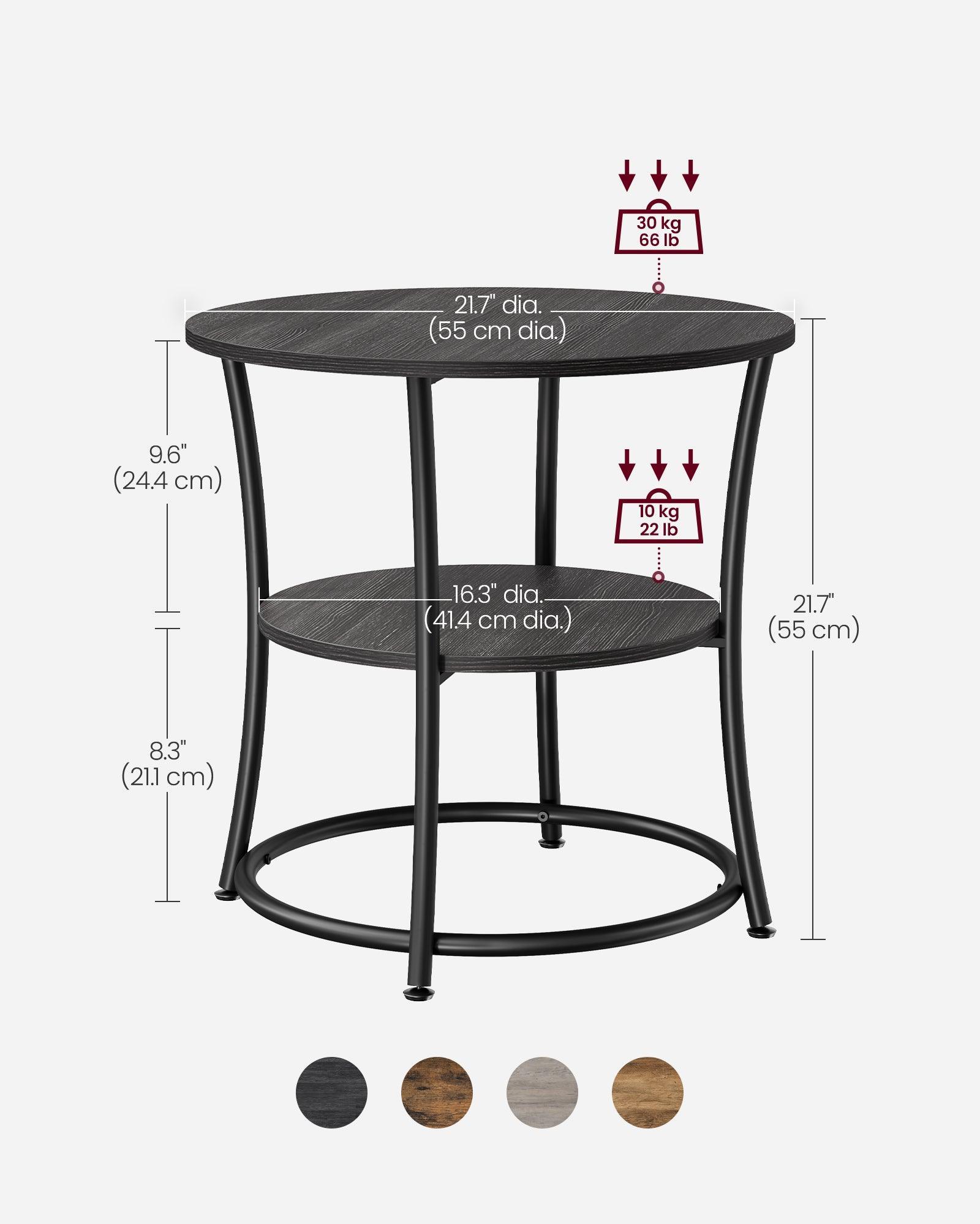 Round End Table with 2 Shelves FredCo