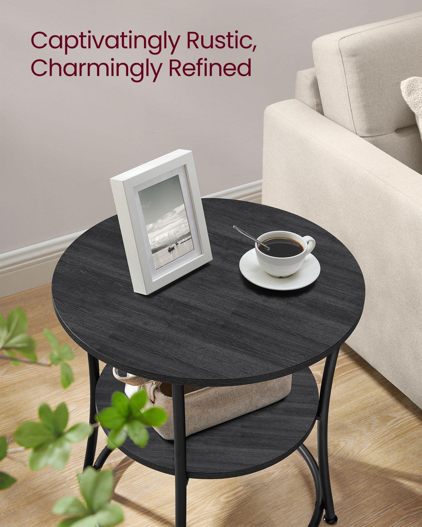 Round End Table with 2 Shelves FredCo