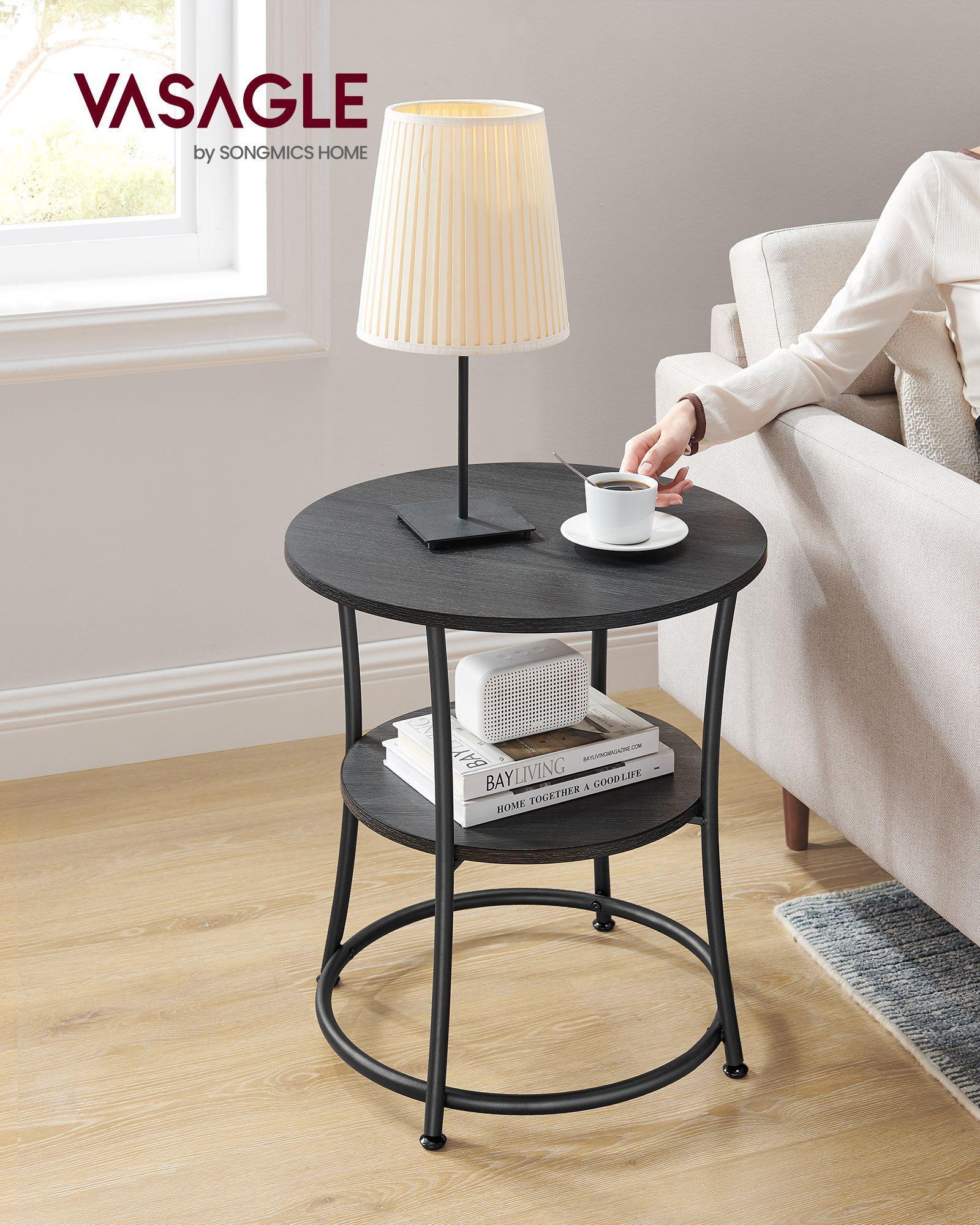 Round End Table with 2 Shelves FredCo