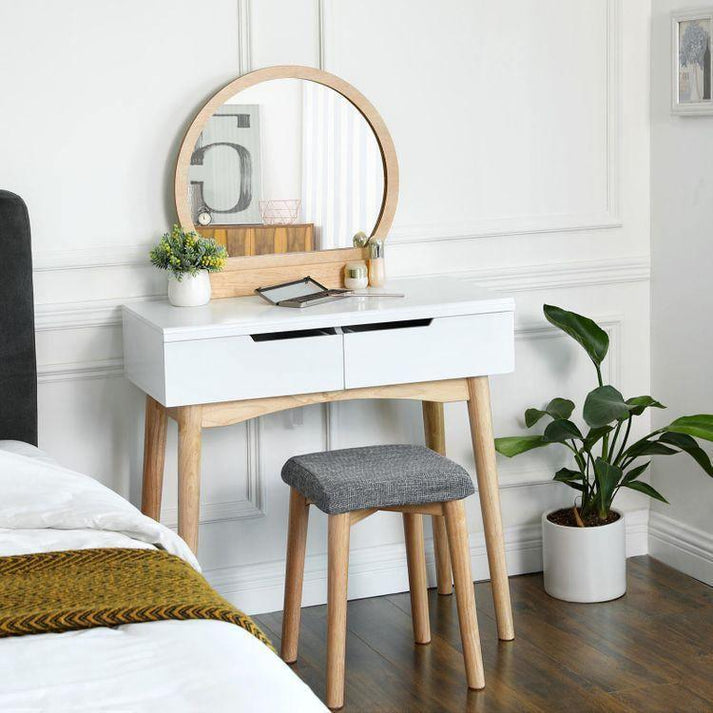Round Mirror Vanity Table