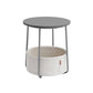 Round Side Table with Fabric Basket Dove Gray and Classic White FredCo