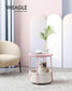 Round Side Table with Fabric Basket Jelly Pink and Classic White FredCo