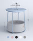 Round Side Table with Fabric Basket Pale Blue and Ice Blue FredCo
