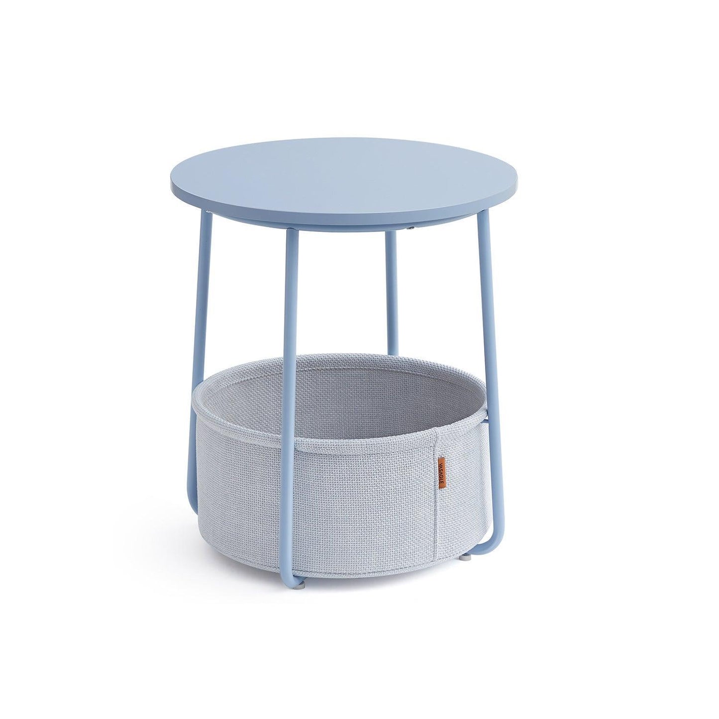 Round Side Table with Fabric Basket Pale Blue and Ice Blue FredCo