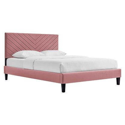 Roxanne Performance Velvet Queen Platform Bed, MOD-6285 FredCo