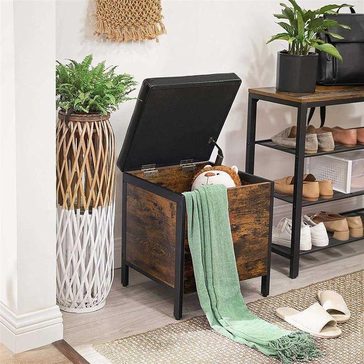 Rustic Brown Storage Ottoman FredCo