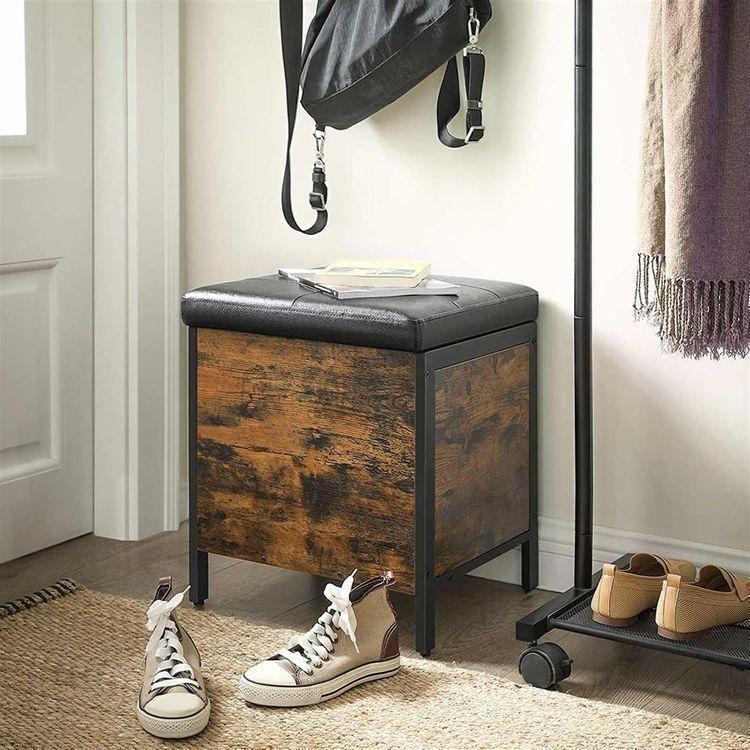 Rustic Brown Storage Ottoman FredCo