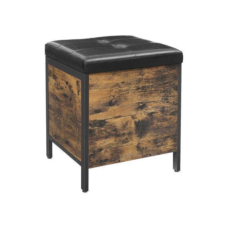 Rustic Brown Storage Ottoman FredCo