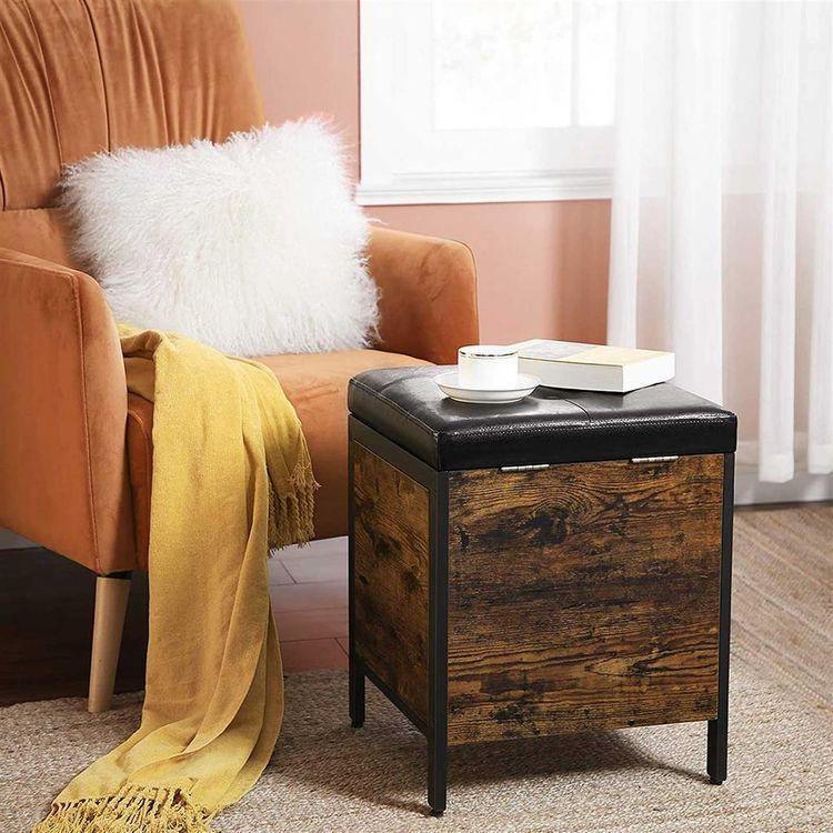 Rustic Brown Storage Ottoman FredCo