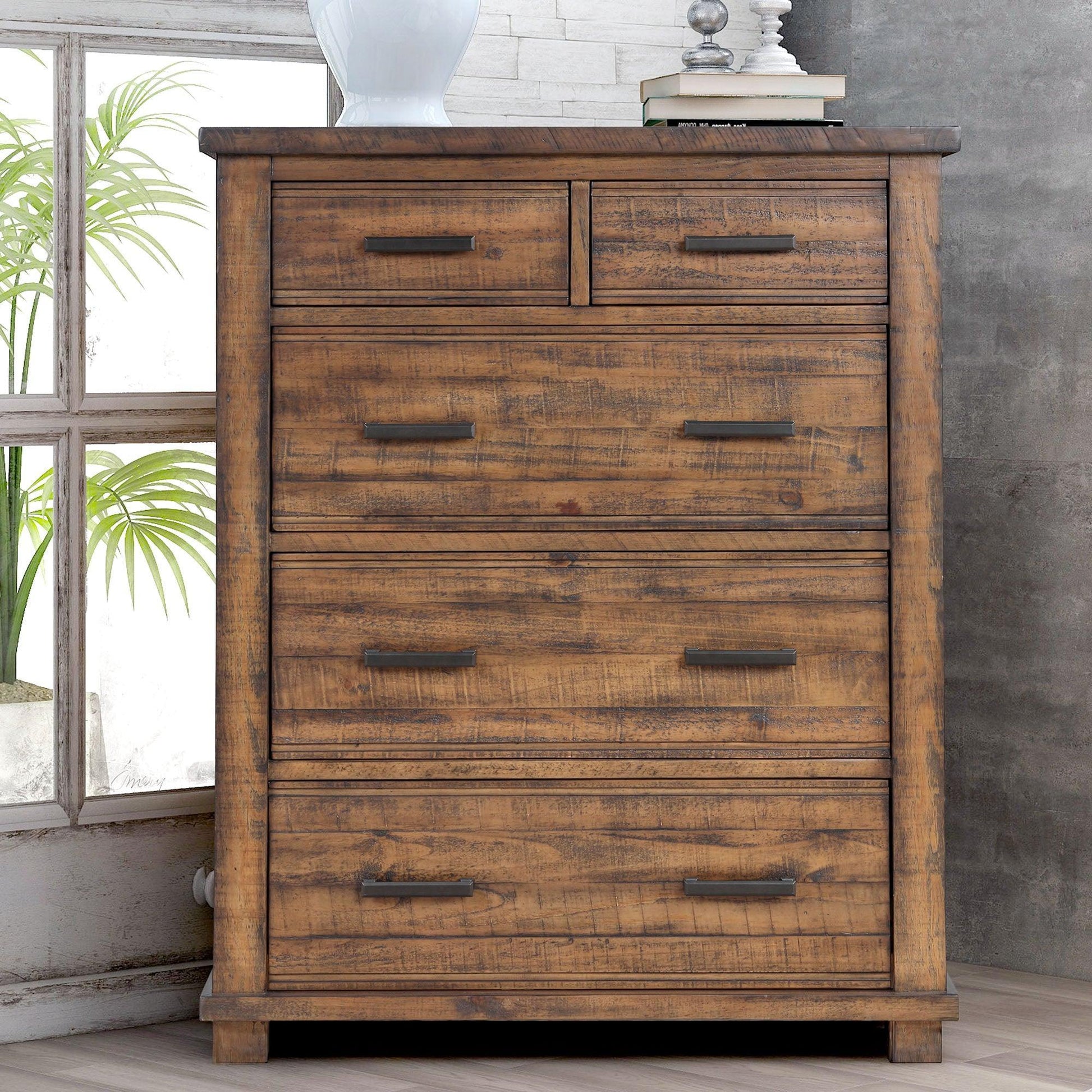 Rustic Reclaimed Solid Wood Farmhouse 6 Pieces Storage Queen Bedroom Sets FredCo
