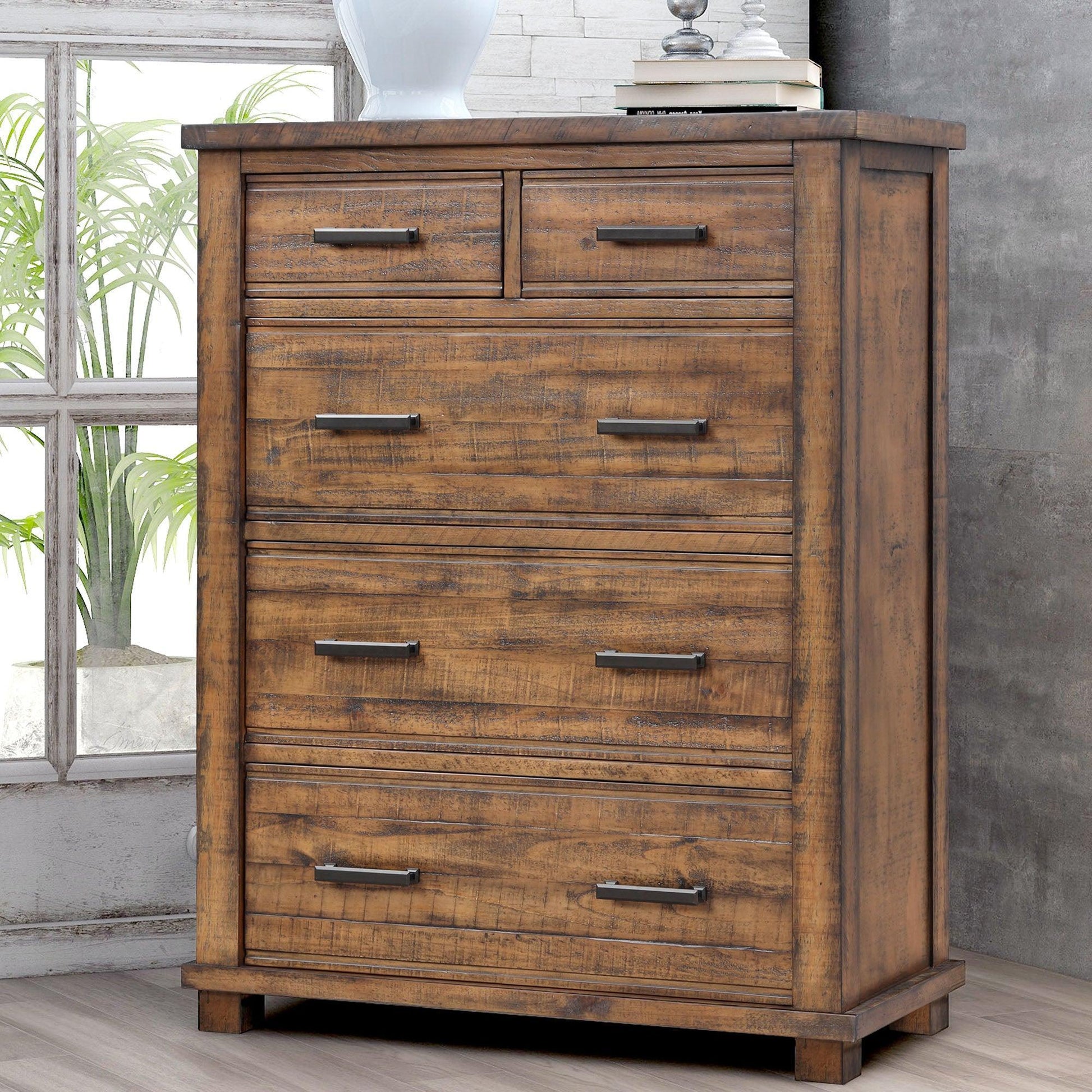 Rustic Reclaimed Solid Wood Farmhouse 6 Pieces Storage Queen Bedroom Sets FredCo