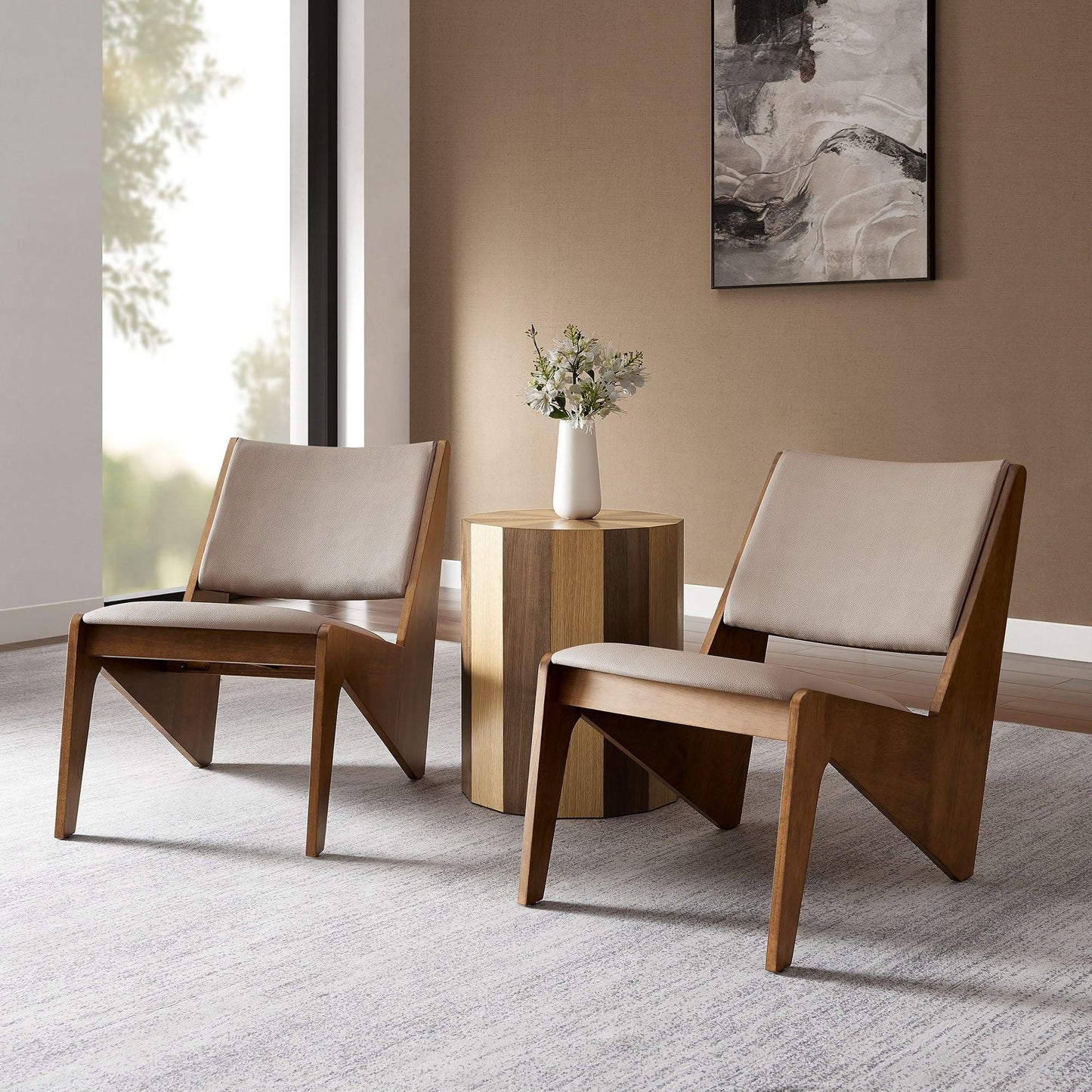 Rylina Vegan Leather Accent Chairs Set of 2 by Modway FredCo