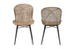 Sabelle Japandi Greywashed Rattan and Black Metal 2-Piece Dining Chair Set FredCo