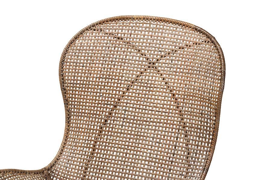 Sabelle Japandi Greywashed Rattan and Black Metal 2-Piece Dining Chair Set FredCo