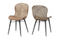 Sabelle Japandi Greywashed Rattan and Black Metal 2-Piece Dining Chair Set FredCo