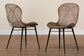 Sabelle Japandi Greywashed Rattan and Black Metal 2-Piece Dining Chair Set FredCo