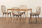 Sabelle Modern Bohemian Greywashed Rattan and Natural Brown Finished Wood 5-Piece Dining Set FredCo
