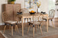 Sabelle Modern Bohemian Greywashed Rattan and Natural Brown Finished Wood 5-Piece Dining Set FredCo
