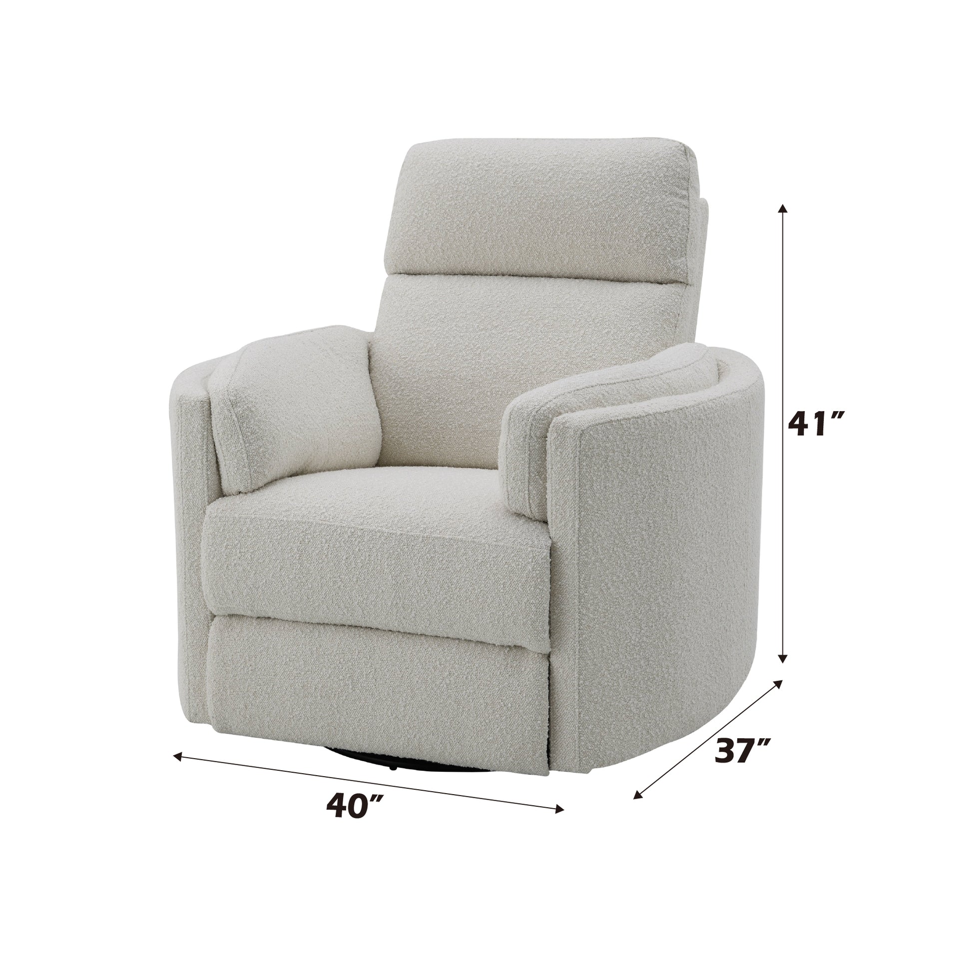 Sagen Beige Boucle Glider Recliner with Swivel FredCo