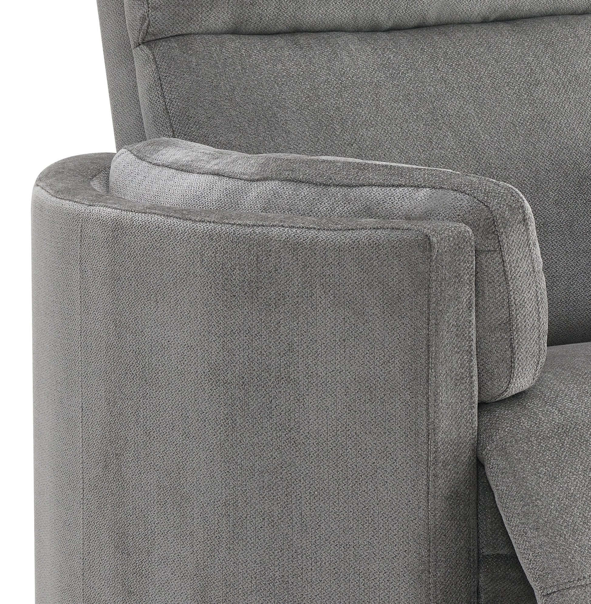 Sagen Charcoal Chenille Glider Recliner with Swivel FredCo