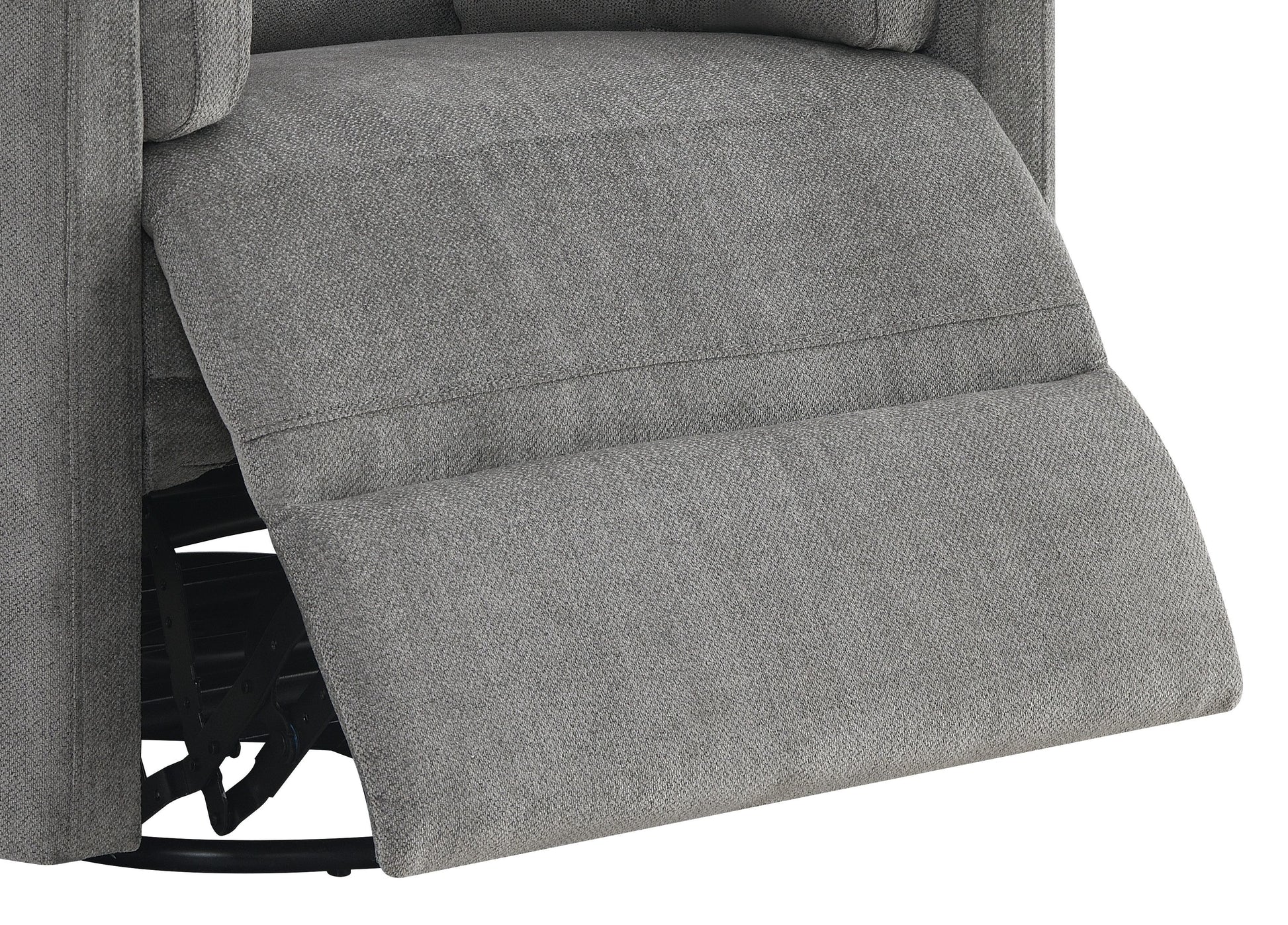 Sagen Charcoal Chenille Glider Recliner with Swivel FredCo