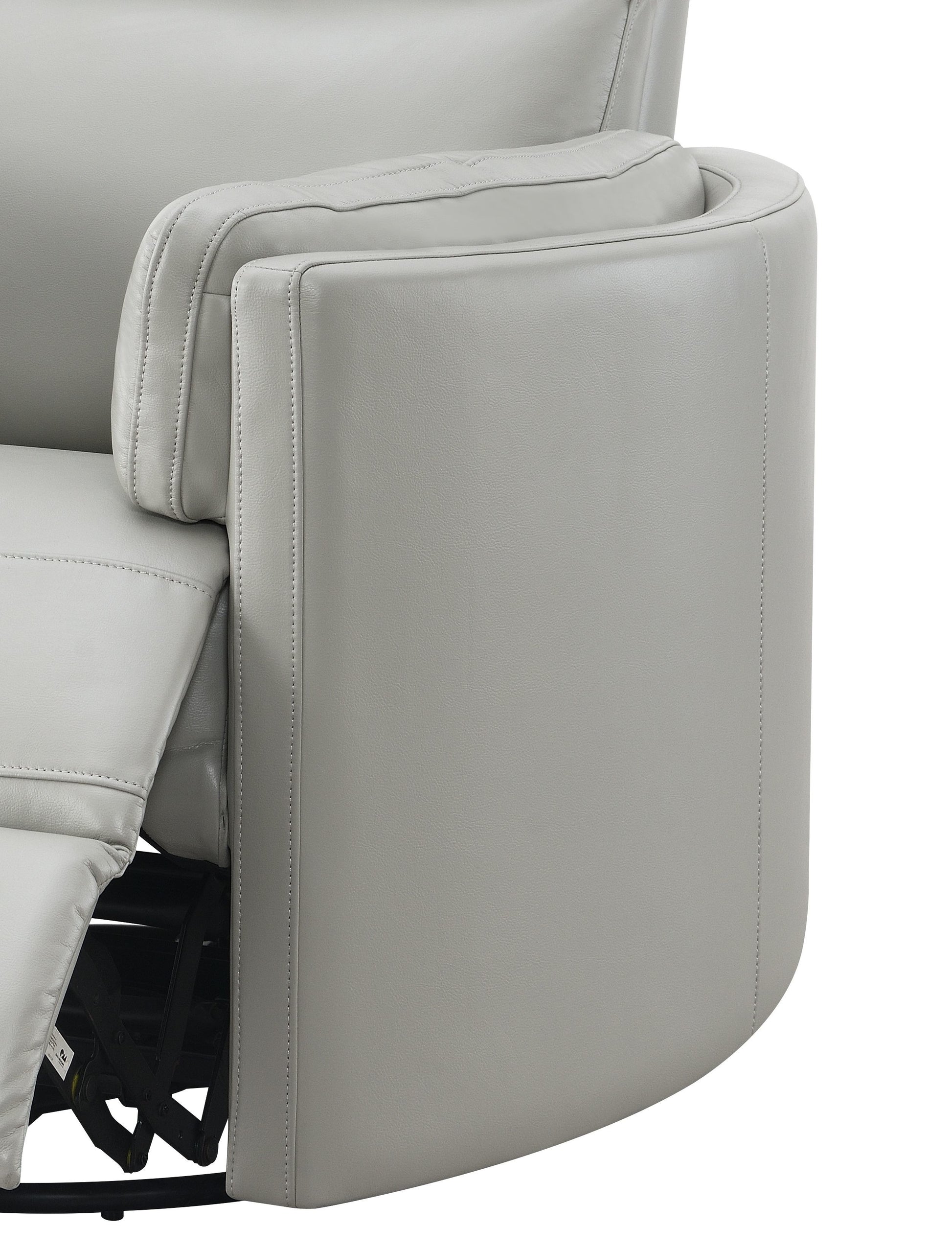 Sagen Gray Faux Leather Glider Recliner with Swivel FredCo