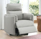 Sagen Gray Faux Leather Glider Recliner with Swivel FredCo