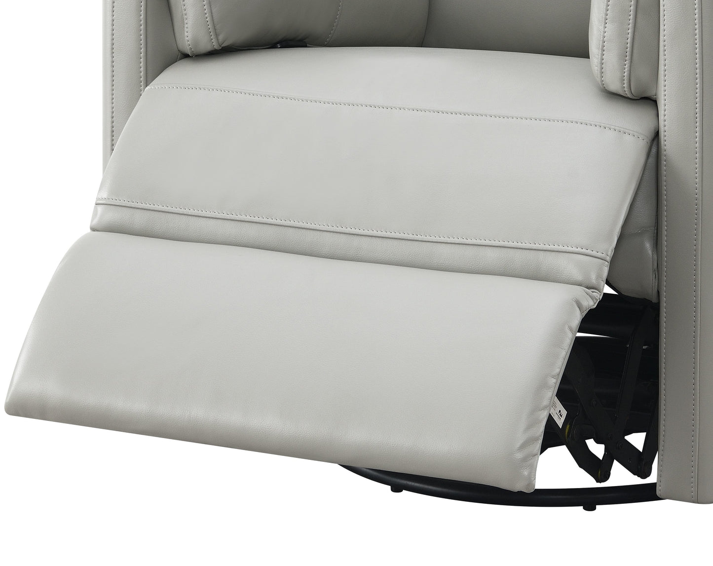 Sagen Gray Faux Leather Glider Recliner with Swivel FredCo