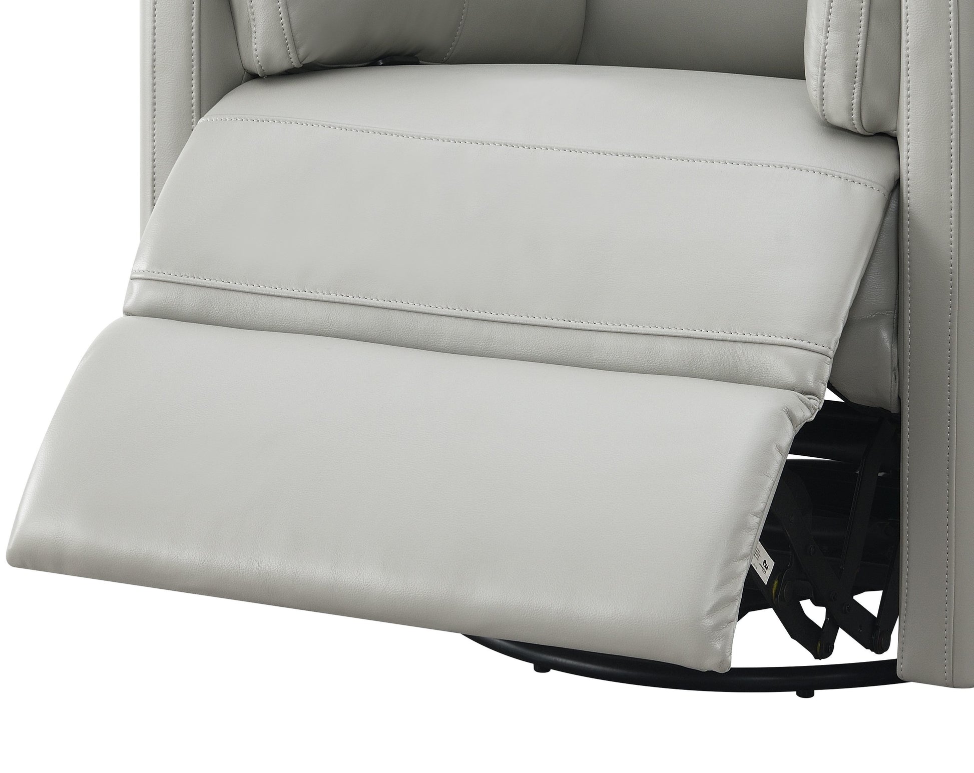 Sagen Gray Faux Leather Glider Recliner with Swivel FredCo