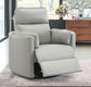 Sagen Gray Faux Leather Glider Recliner with Swivel FredCo