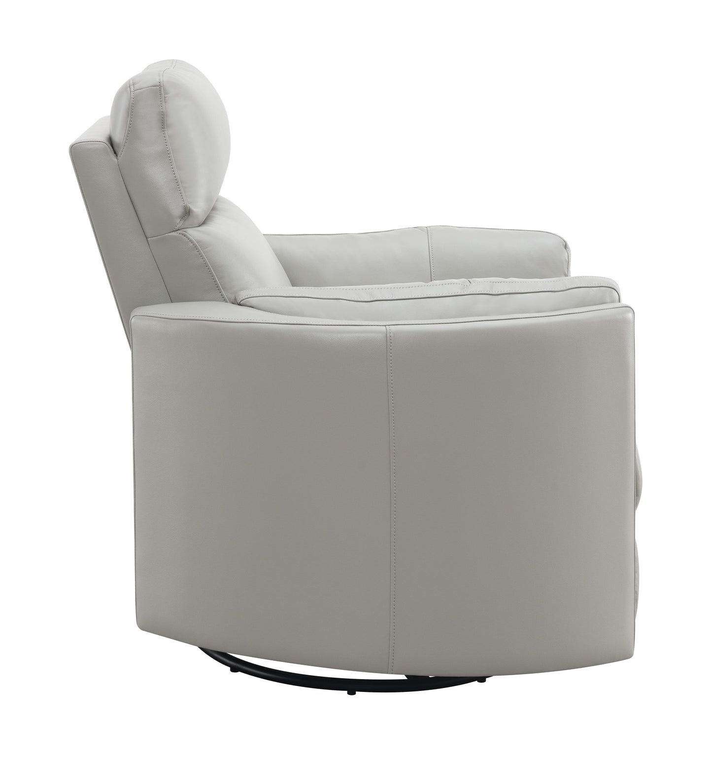 Sagen Gray Faux Leather Glider Recliner with Swivel FredCo