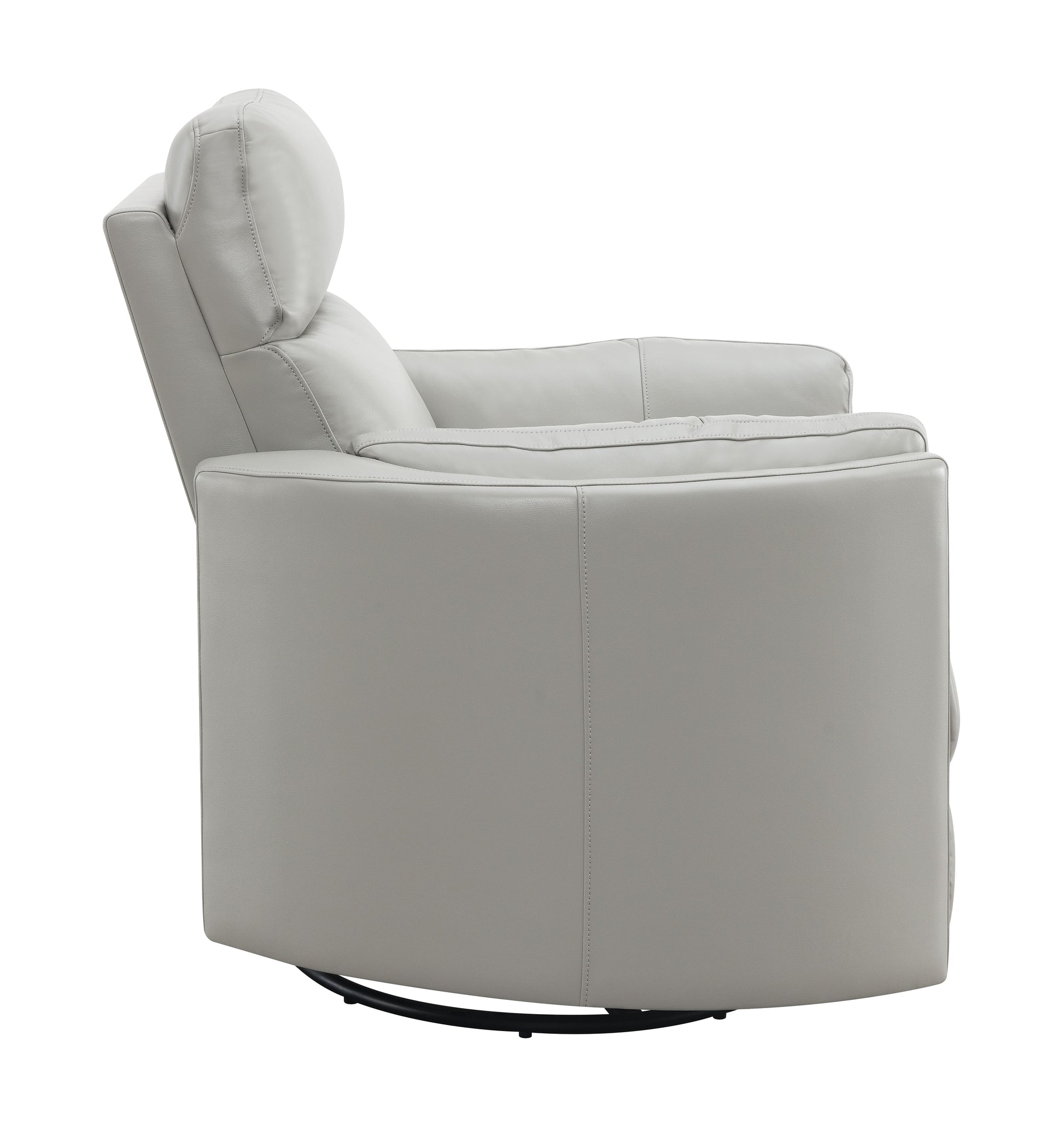 Sagen Gray Faux Leather Glider Recliner with Swivel FredCo
