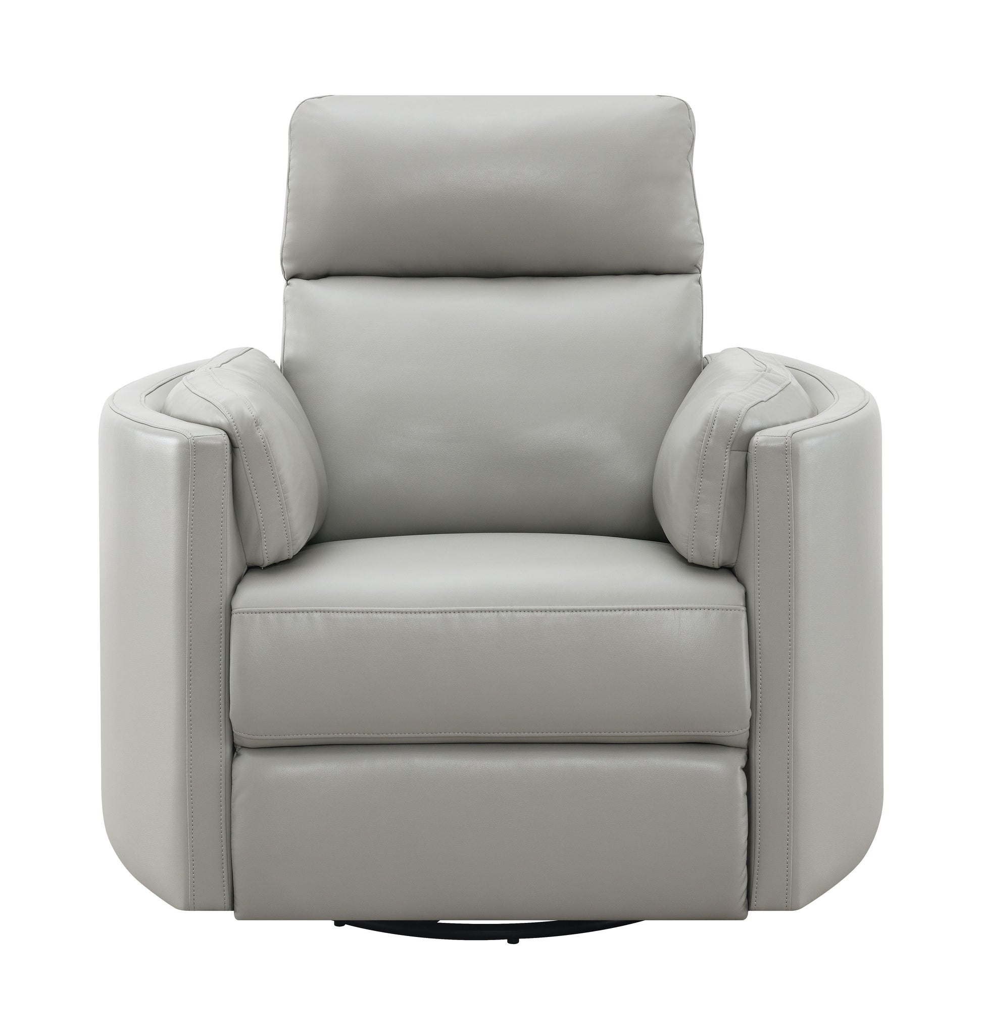 Sagen Gray Faux Leather Glider Recliner with Swivel FredCo