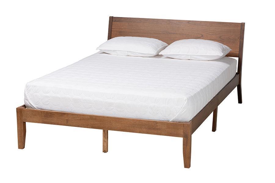 Salvatore Mid-Century Modern Walnut Brown Finished Wood King Size Platform Bed FredCo