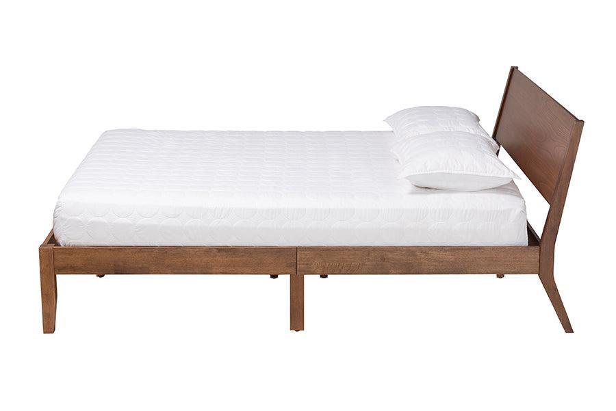 Salvatore Mid-Century Modern Walnut Brown Finished Wood King Size Platform Bed FredCo
