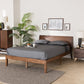 Salvatore Mid-Century Modern Walnut Brown Finished Wood Queen Size Platform Bed FredCo