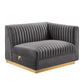 Sanguine 5-Piece Channel Tufted Performance Velvet Right-Facing Modular Sectional Sofa by Modway FredCo