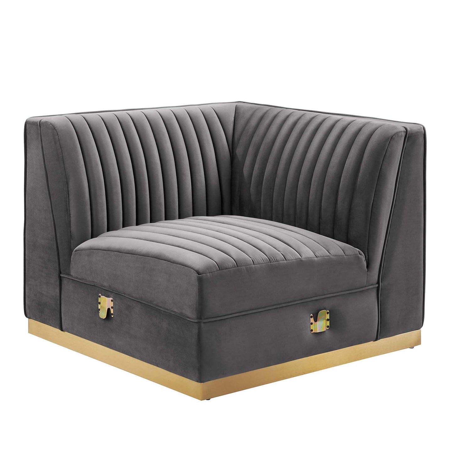 Sanguine 5-Piece Channel Tufted Performance Velvet Right-Facing Modular Sectional Sofa by Modway FredCo