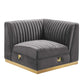 Sanguine 5-Piece Channel Tufted Performance Velvet Right-Facing Modular Sectional Sofa by Modway FredCo