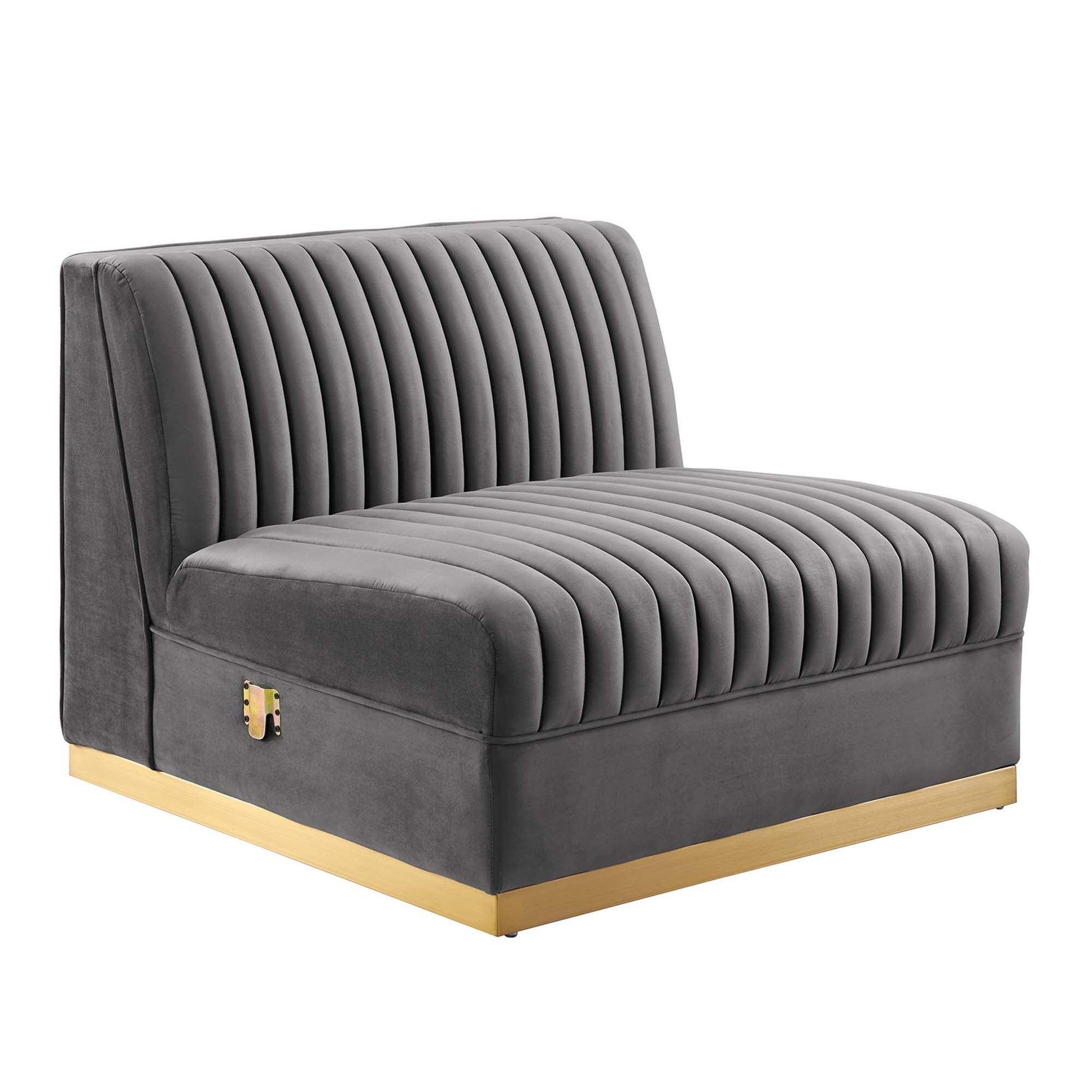 Sanguine 5-Piece Channel Tufted Performance Velvet Right-Facing Modular Sectional Sofa by Modway FredCo