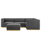 Sanguine 5-Piece Channel Tufted Performance Velvet Right-Facing Modular Sectional Sofa by Modway FredCo